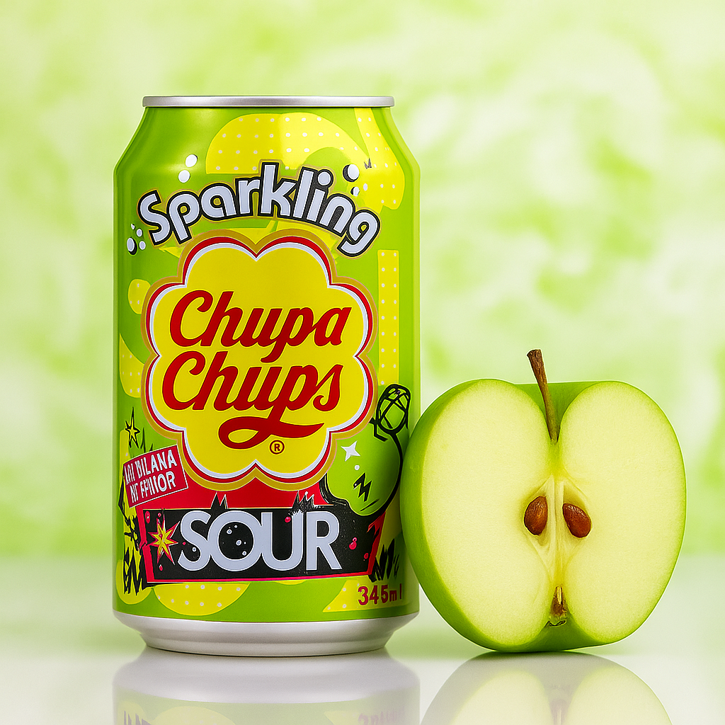Chupa Chups Green Apple Sour Sparkling Soda 345ml - MyCandyShop