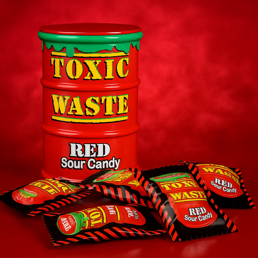 Toxic Waste Sour Candy Drum Red - MyCandyShop
