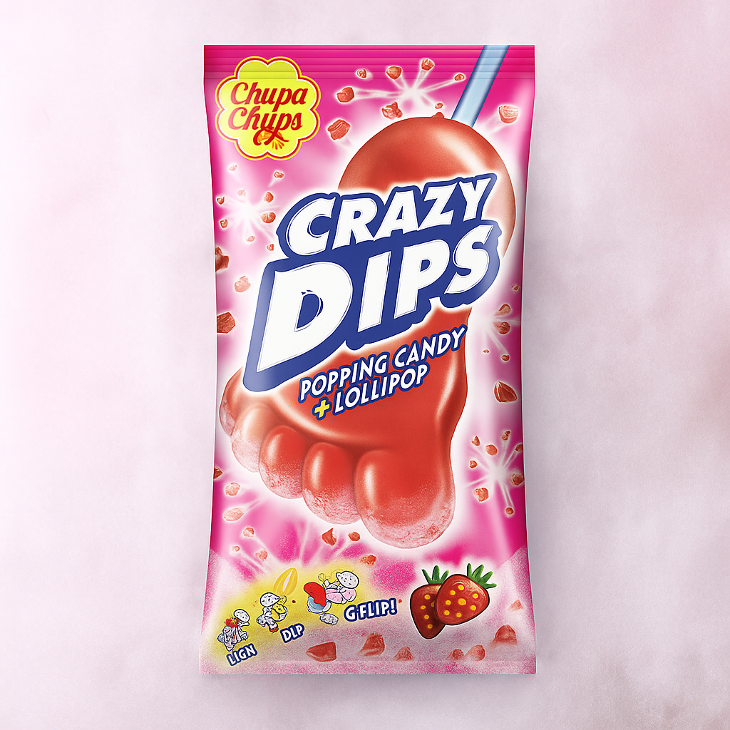 Chupa Chups Popping Candy & Lollipop Crazy Dips Strawberry - MyCandyShop